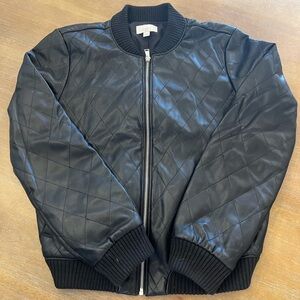 LOFT Black Quilted Bomber Jacket